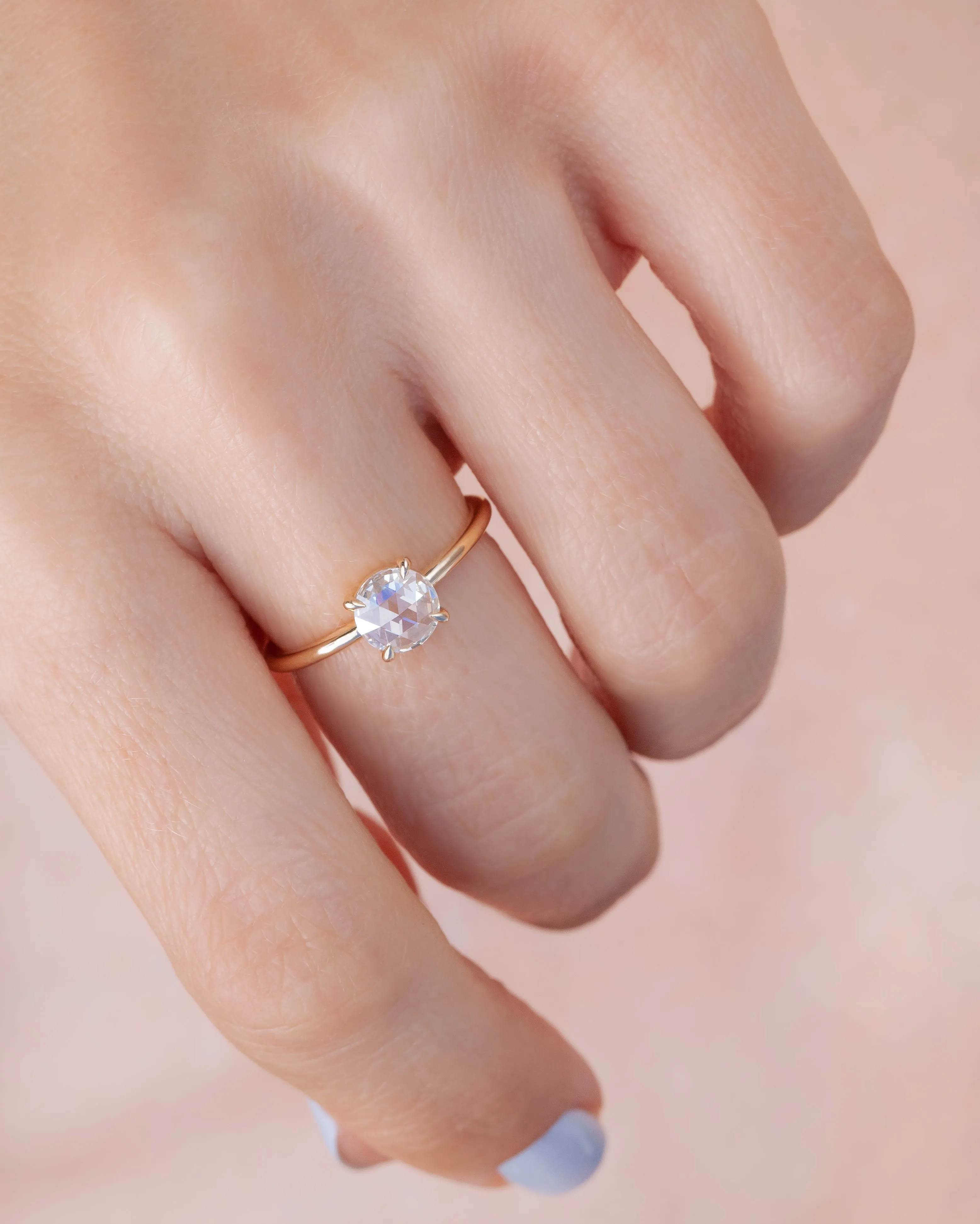 0.87-Carat Round Rose Cut Diamond Solitaire