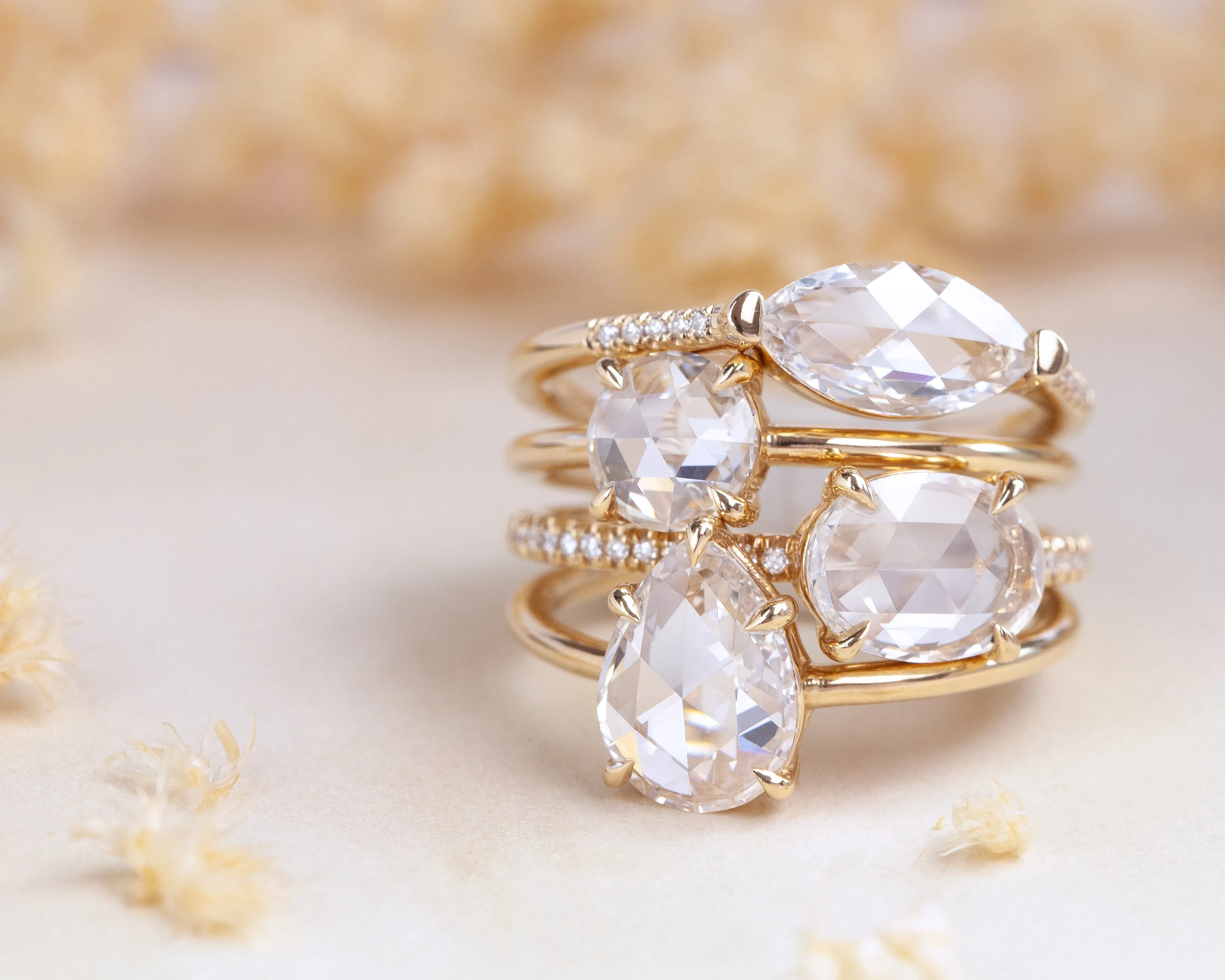 0.87-Carat Round Rose Cut Diamond Solitaire