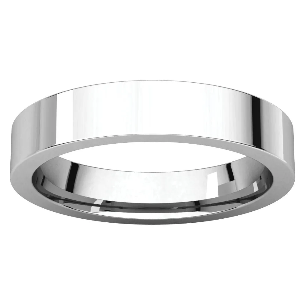 10k White Gold 4mm Flat Comfort Fit Band, Size 8