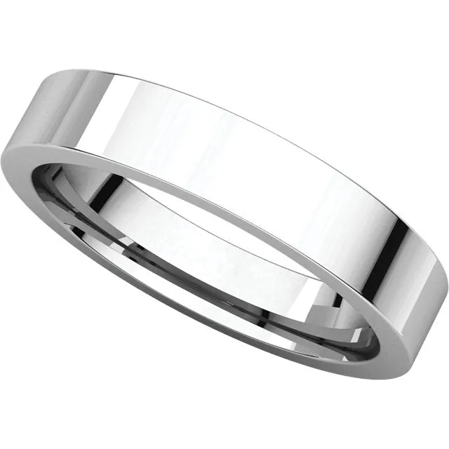 10k White Gold 4mm Flat Comfort Fit Band, Size 8