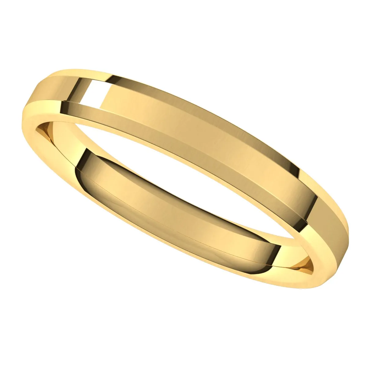 10K Yellow 3 mm Beveled Edge Comfort Fit Light Band