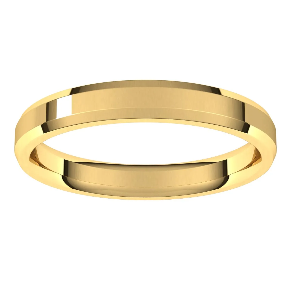 10K Yellow 3 mm Beveled Edge Comfort Fit Light Band