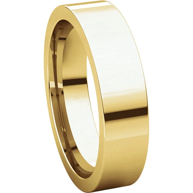 10k Yellow Gold 5mm Flat Comfort Fit Band, Size 10