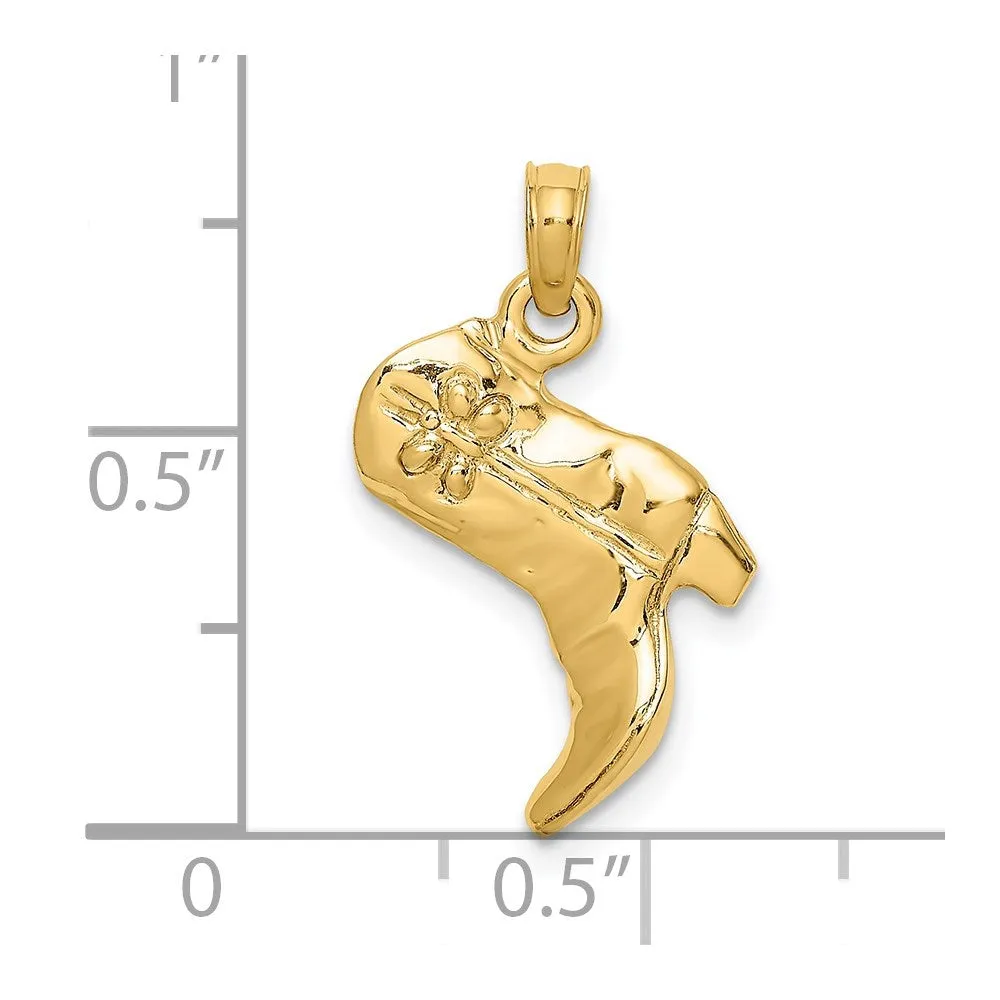 14K 3-D Cowboy Boot Charm