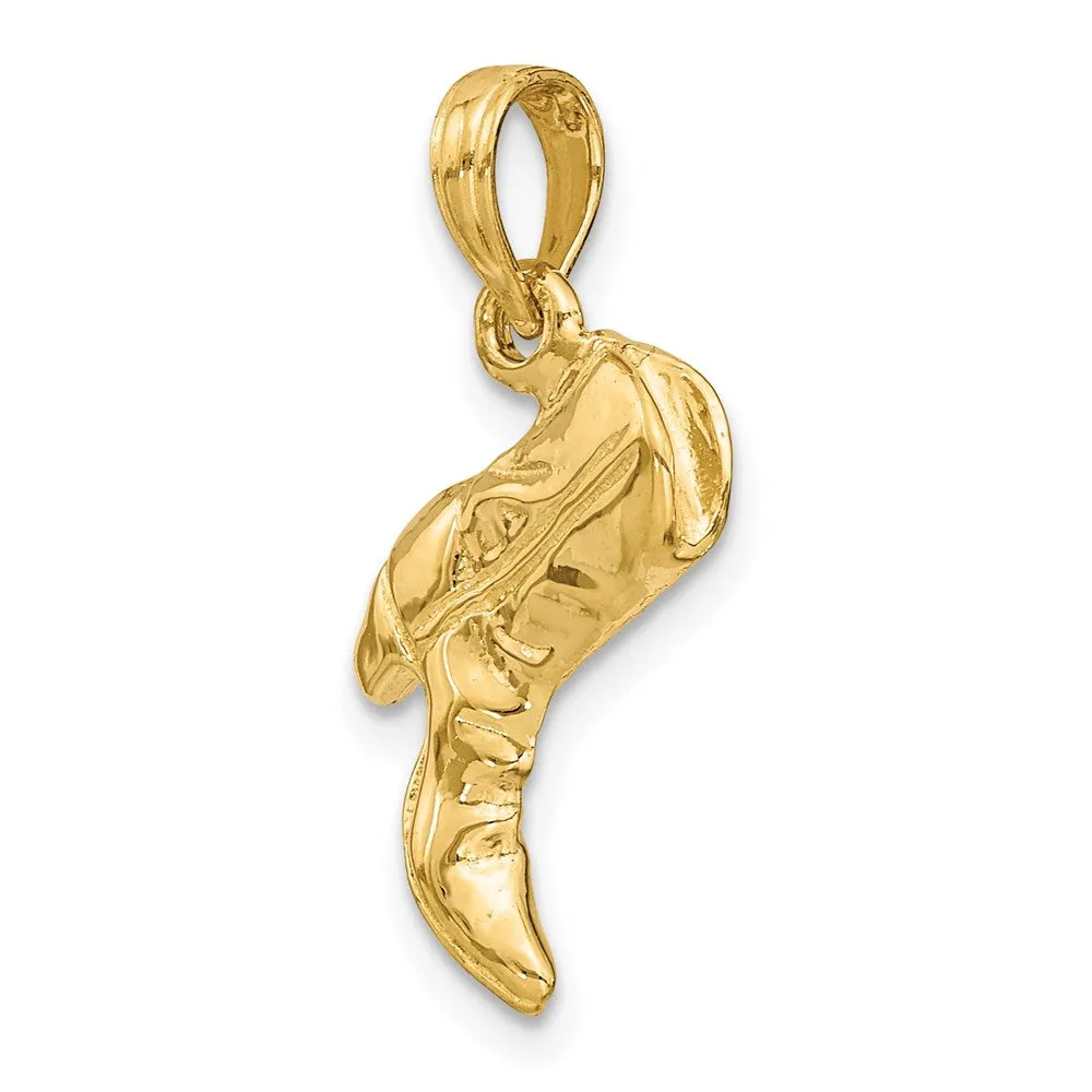 14K 3-D Cowboy Boot Charm