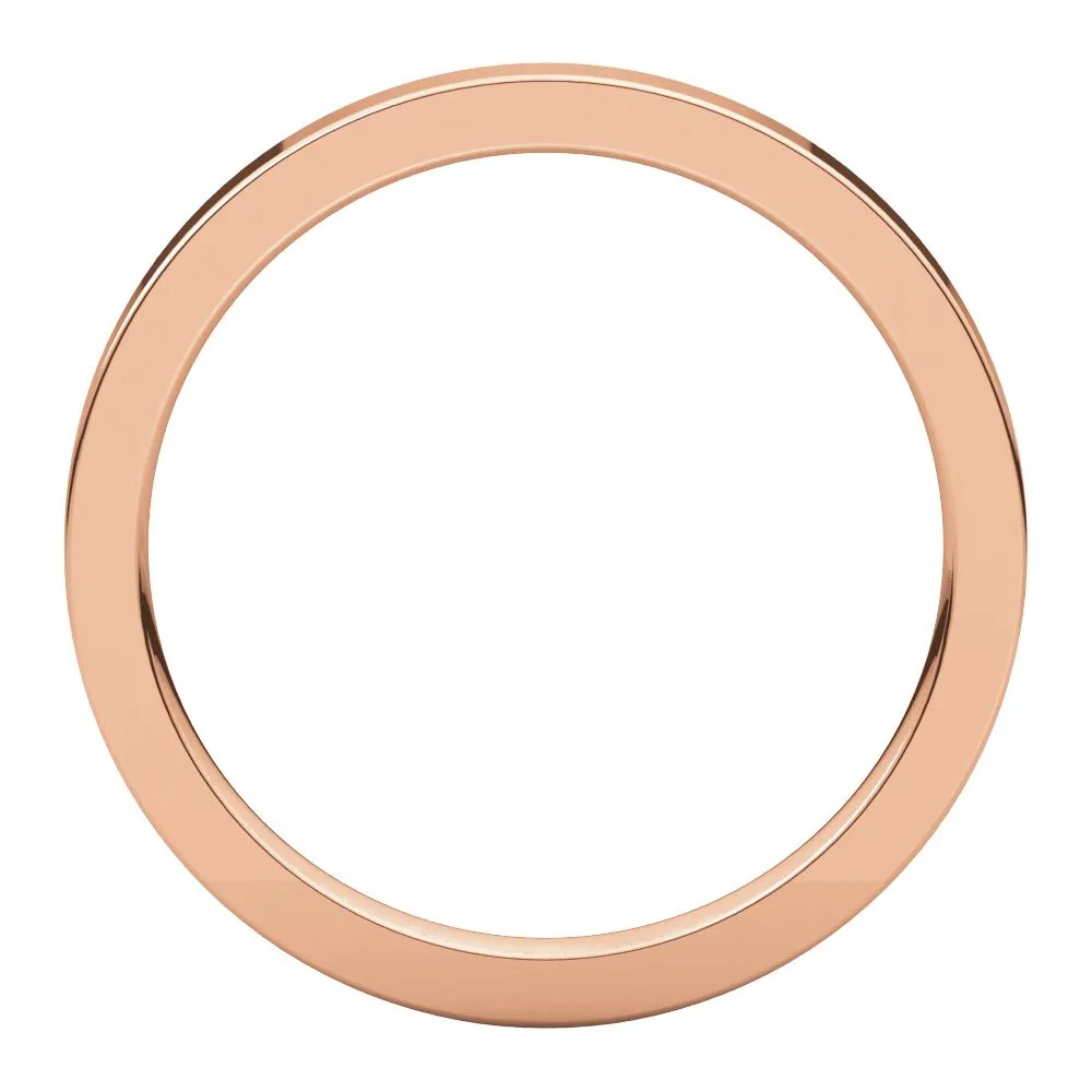 14k Rose Gold 2mm Flat Comfort Fit Band, Size 4