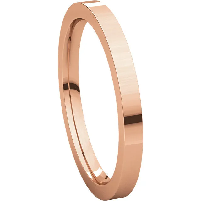 14k Rose Gold 2mm Flat Comfort Fit Band, Size 4