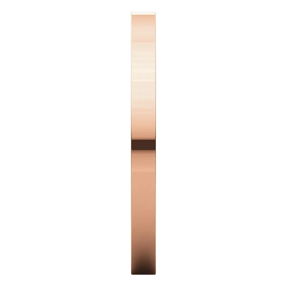 14k Rose Gold 2mm Flat Comfort Fit Band, Size 8