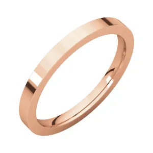 14k Rose Gold 2mm Flat Comfort Fit Band, Size 8