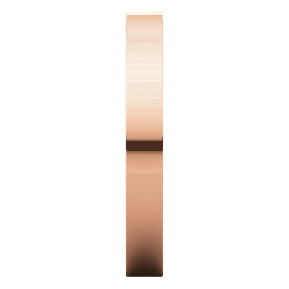 14k Rose Gold 3mm Flat Comfort Fit Band, Size 8