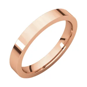 14k Rose Gold 3mm Flat Comfort Fit Band, Size 8