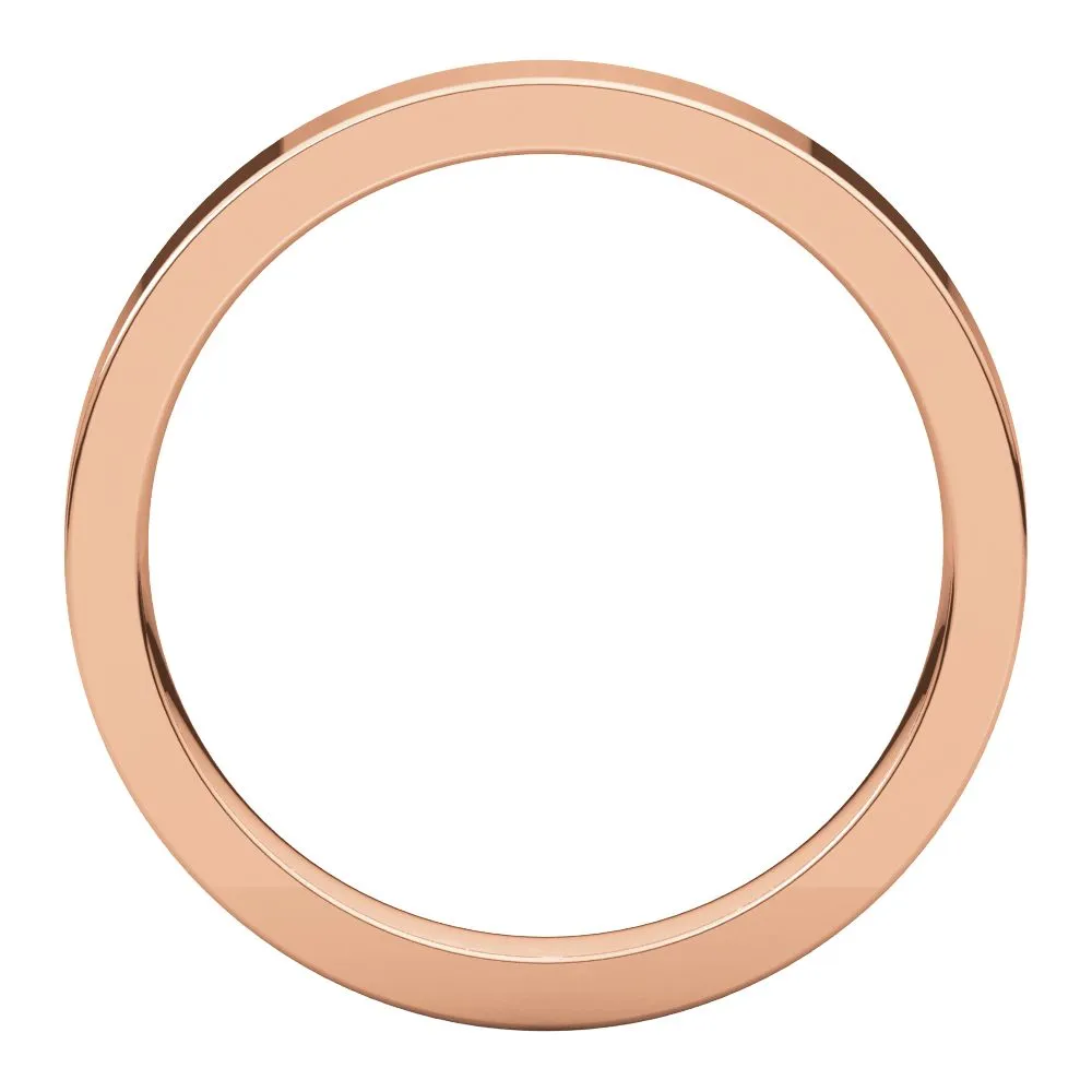 14k Rose Gold 3mm Flat Comfort Fit Band, Size 8