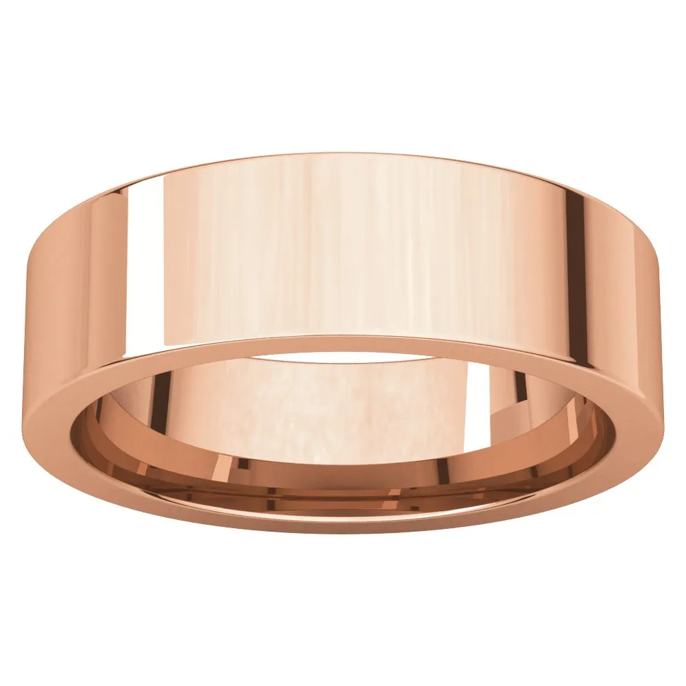 14k Rose Gold 6mm Flat Comfort Fit Band, Size 8.5