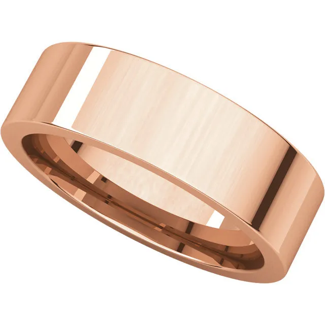 14k Rose Gold 6mm Flat Comfort Fit Band, Size 8.5