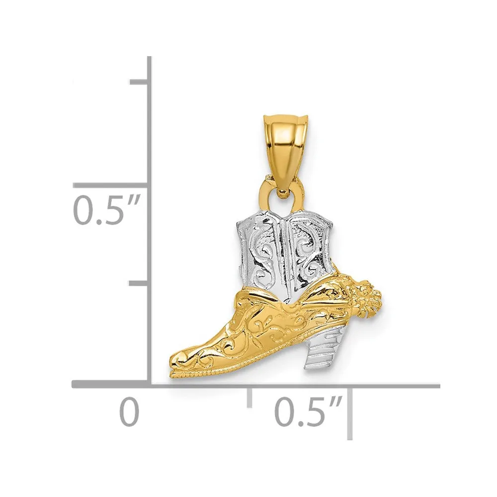 14k w/ Rhodium Cowboy Boot Charm