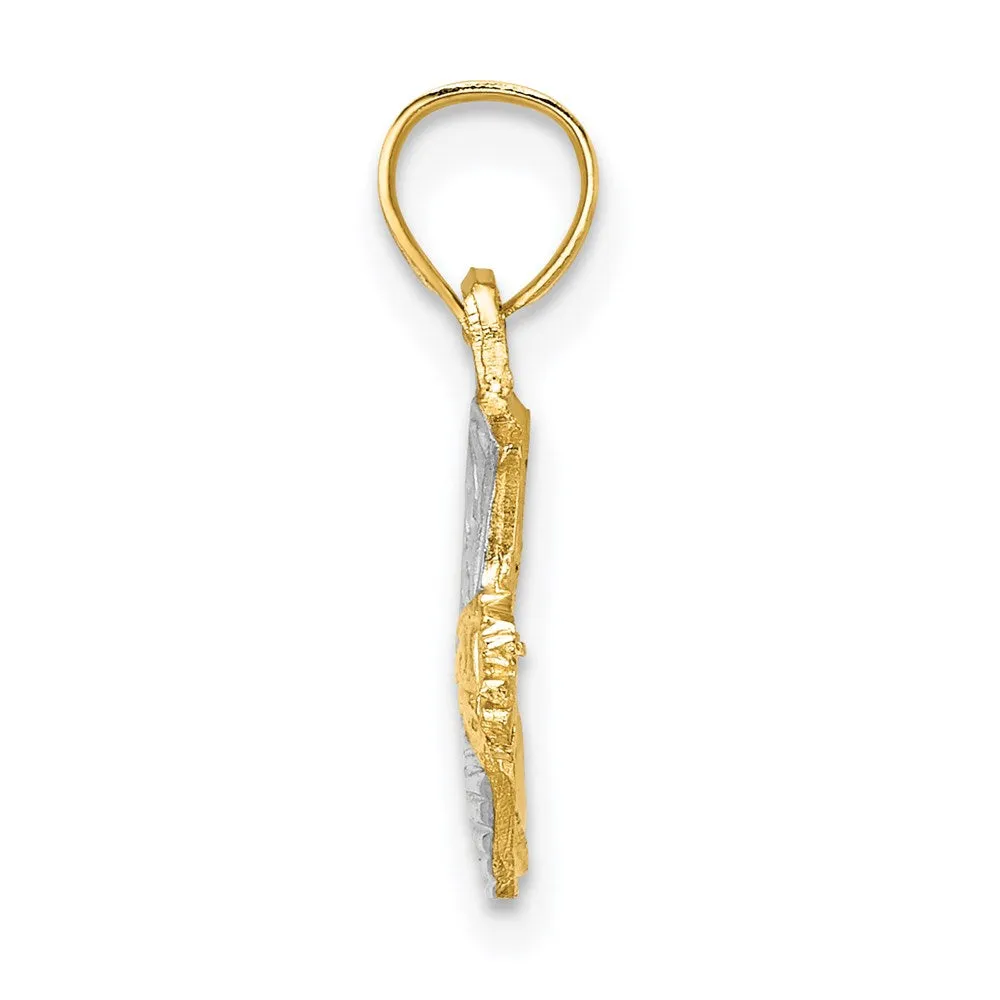 14k w/ Rhodium Cowboy Boot Charm