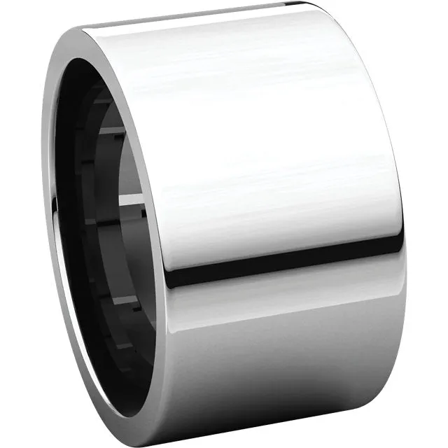 14k White Gold 12mm Flat Comfort Fit Band, Size 10