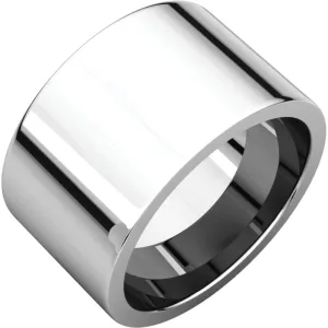 14k White Gold 12mm Flat Comfort Fit Band, Size 10