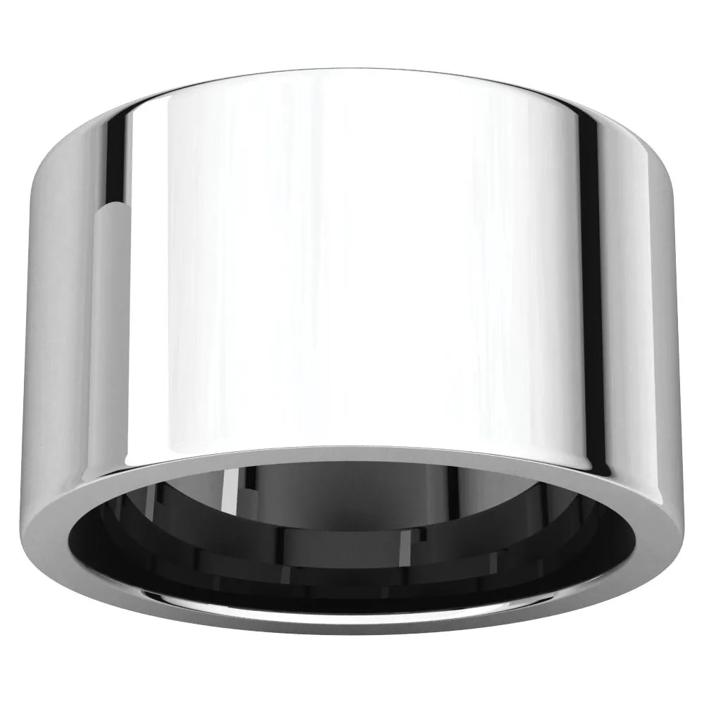 14k White Gold 12mm Flat Comfort Fit Band, Size 10