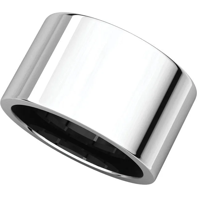 14k White Gold 12mm Flat Comfort Fit Band, Size 6.5