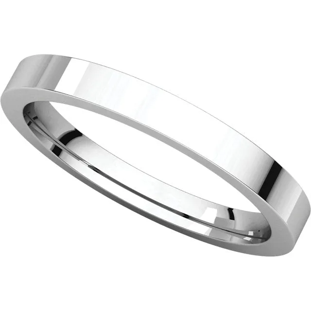 14k White Gold 2.5mm Flat Comfort Fit Band, Size 4
