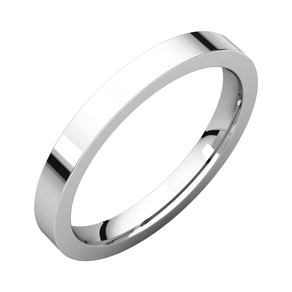 14k White Gold 2.5mm Flat Comfort Fit Band, Size 6.5