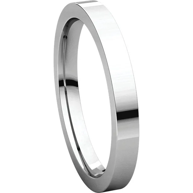 14k White Gold 2.5mm Flat Comfort Fit Band, Size 6.5