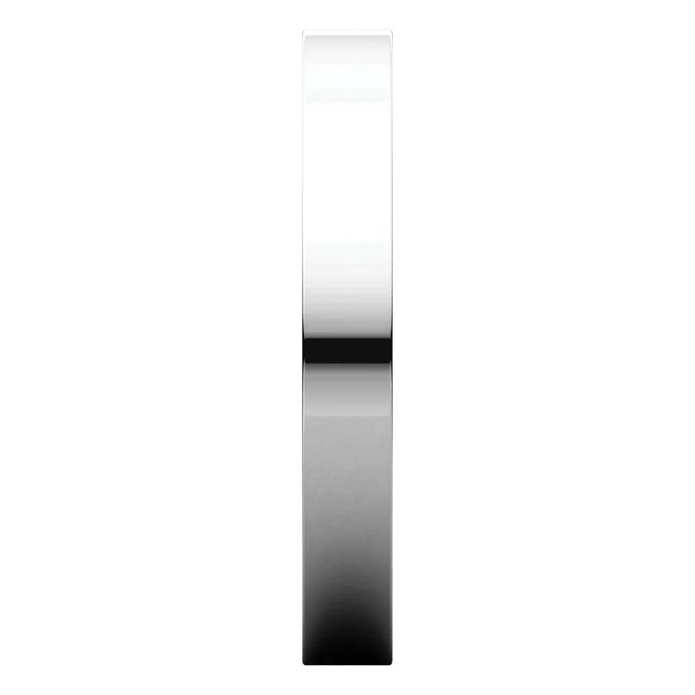 14k White Gold 3mm Flat Comfort Fit Band, Size 10.5