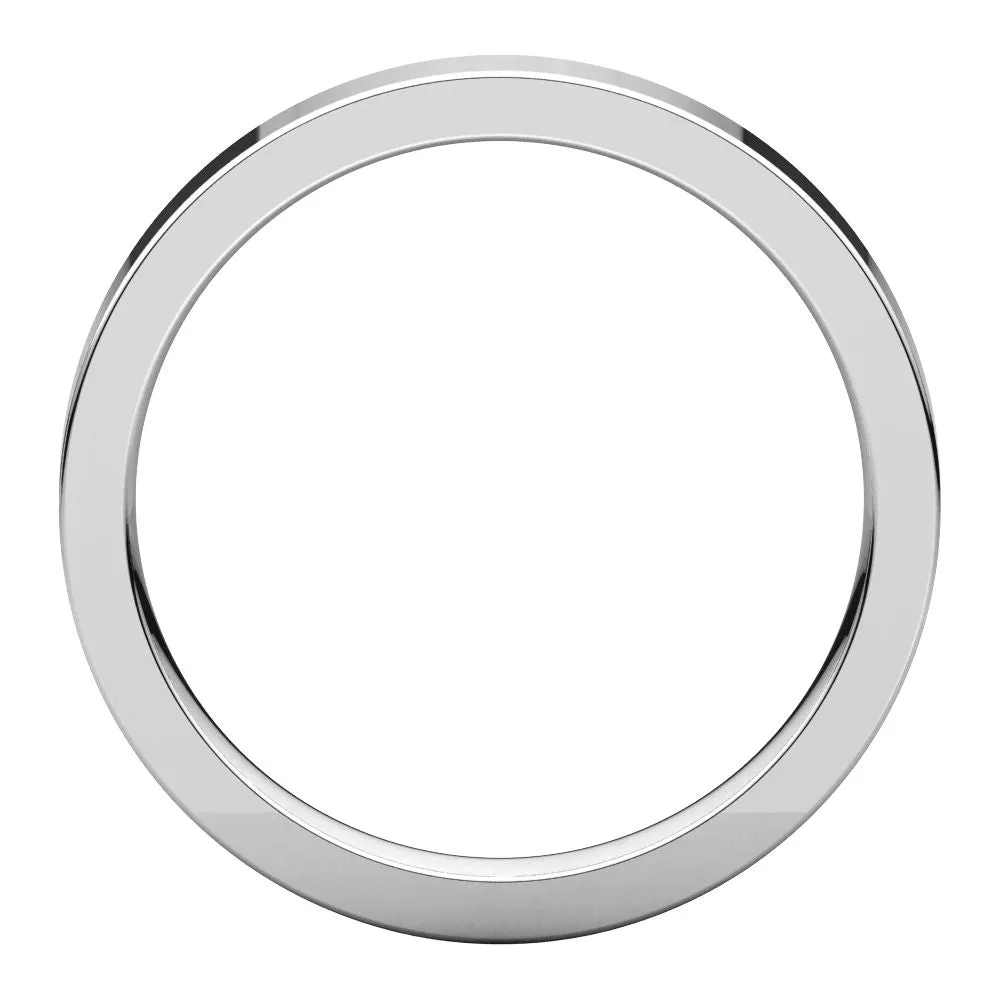 14k White Gold 3mm Flat Comfort Fit Band, Size 10.5