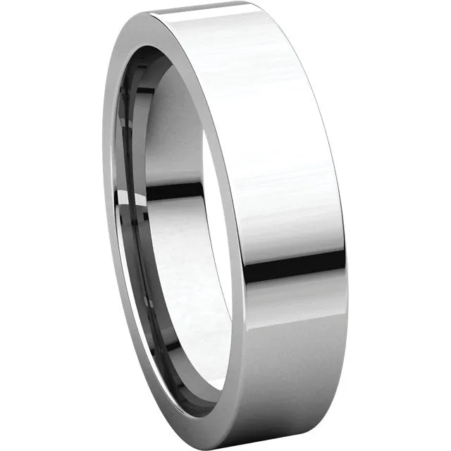 14k White Gold 5mm Flat Comfort Fit Band, Size 10