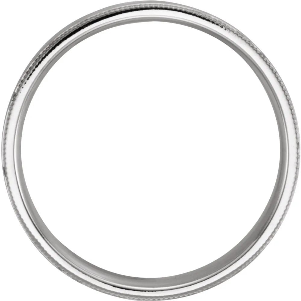 14k White Gold 6mm Flat Comfort Fit Milgrain Hammer Finish Band Size 11