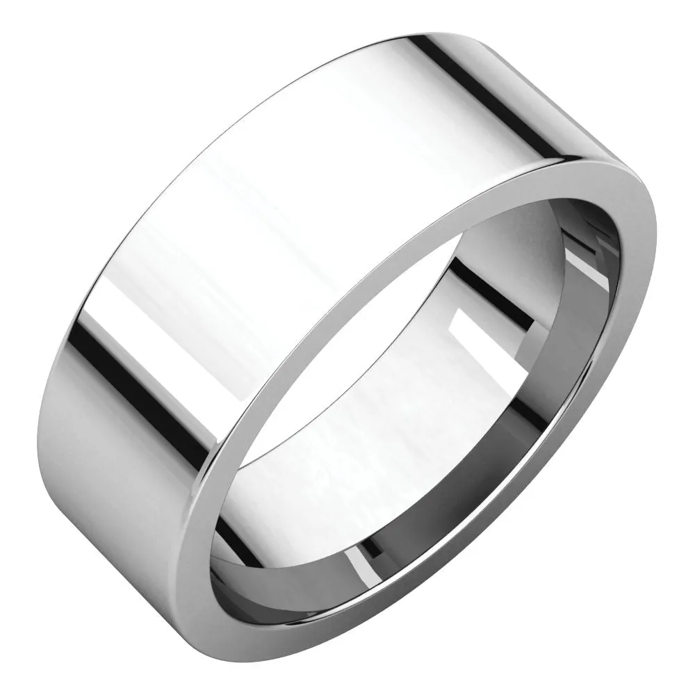 14k White Gold 7mm Flat Comfort Fit Band, Size 5