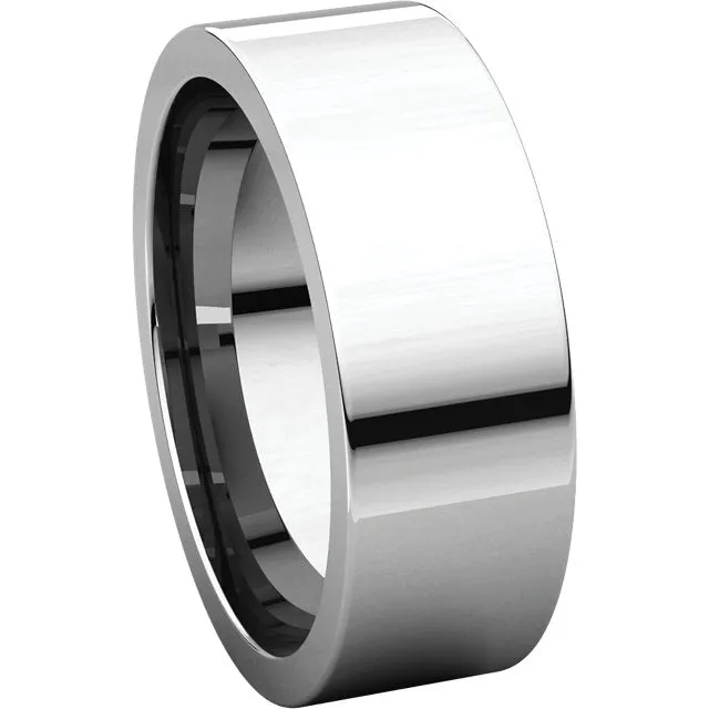 14k White Gold 7mm Flat Comfort Fit Band, Size 5