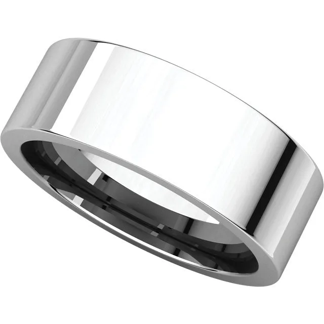 14k White Gold 7mm Flat Comfort Fit Band, Size 5