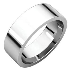 14k White Gold 7mm Flat Comfort Fit Band, Size 5