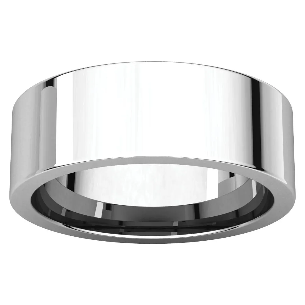 14k White Gold 7mm Flat Comfort Fit Band, Size 5