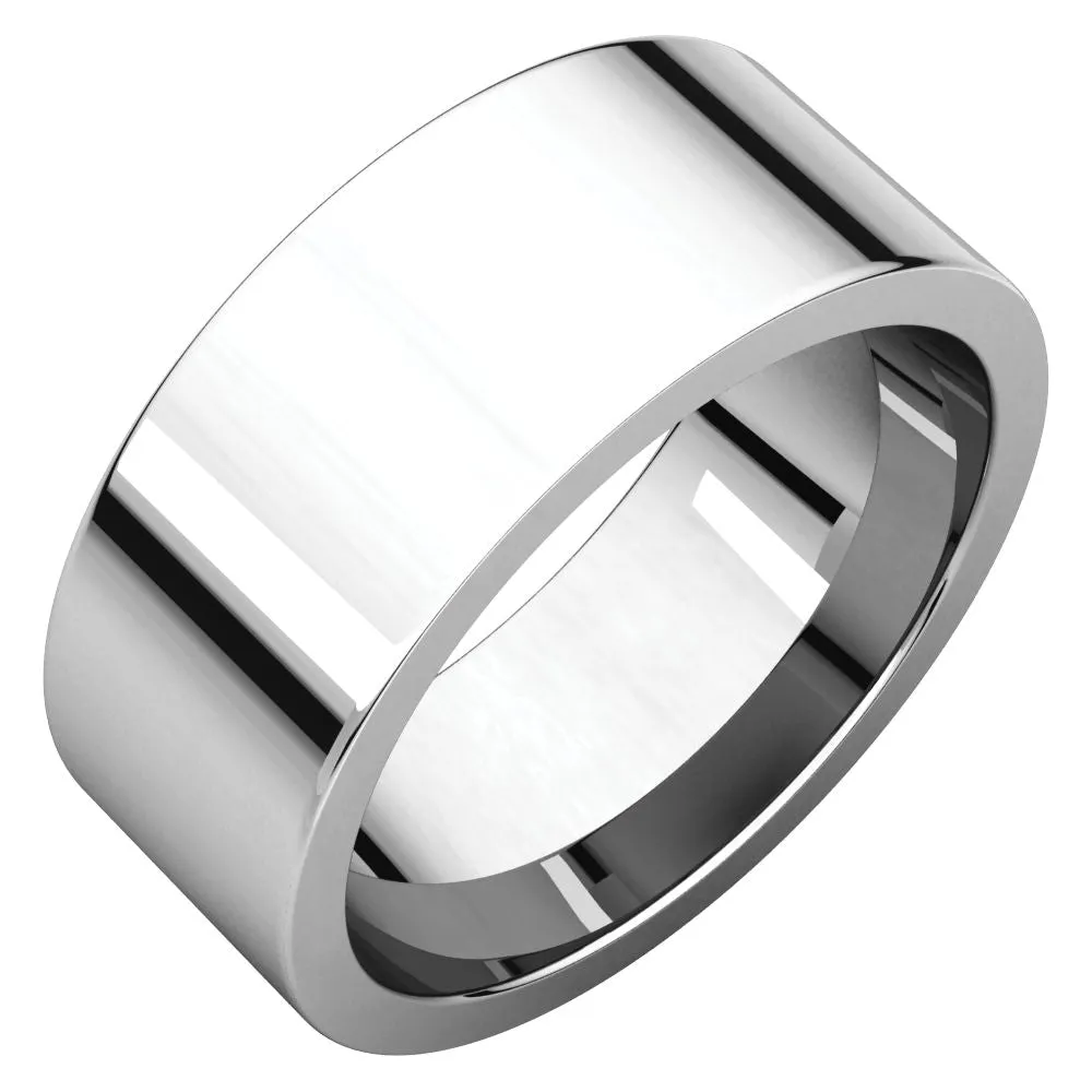 14k White Gold 8mm Flat Comfort Fit Band, Size 6