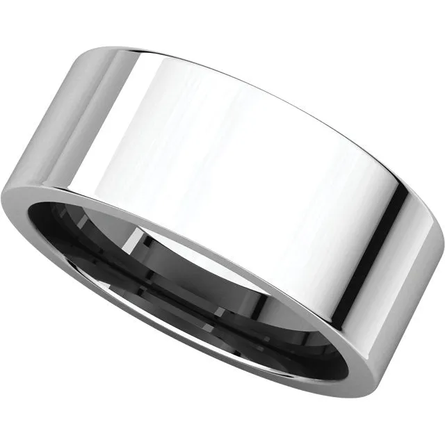 14k White Gold 8mm Flat Comfort Fit Band, Size 6