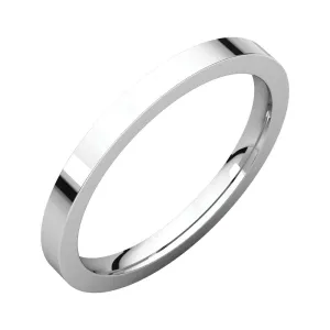 14K X1 White 2mm Flat Comfort Fit Band, Size 6