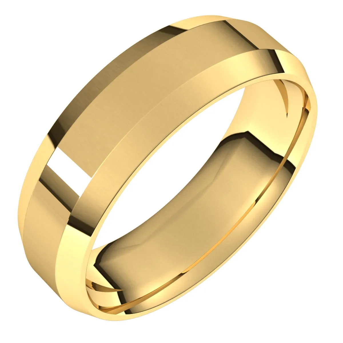 14K Yellow 6 mm Beveled Edge Comfort Fit Light Band