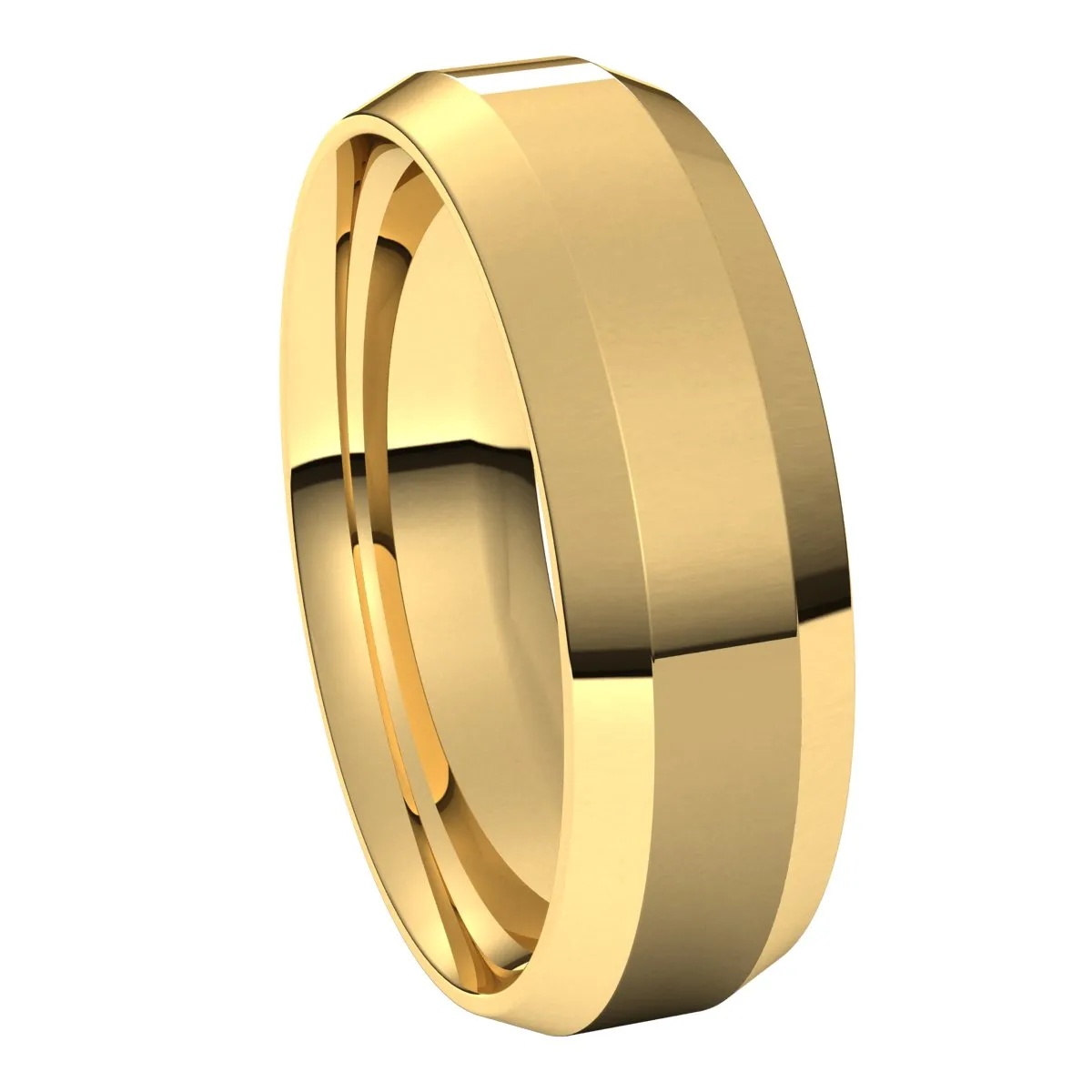 14K Yellow 6 mm Beveled Edge Comfort Fit Light Band