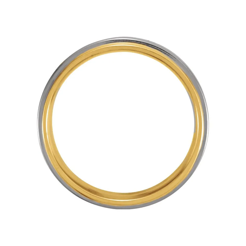 14K Yellow & White 7.5mm Flat Edge Comfort-Fit Band Size 8.5