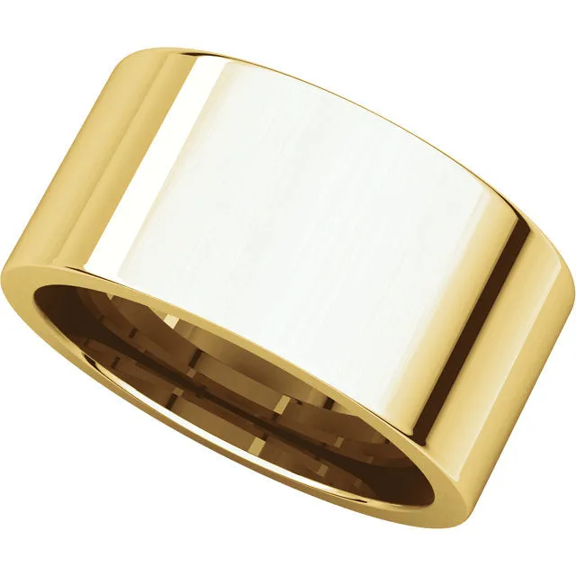 14k Yellow Gold 10mm Flat Comfort Fit Band, Size 10
