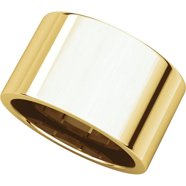 14k Yellow Gold 12mm Flat Comfort Fit Band, Size 7