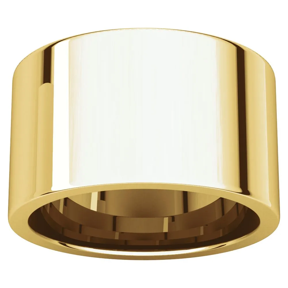 14k Yellow Gold 12mm Flat Comfort Fit Band, Size 7