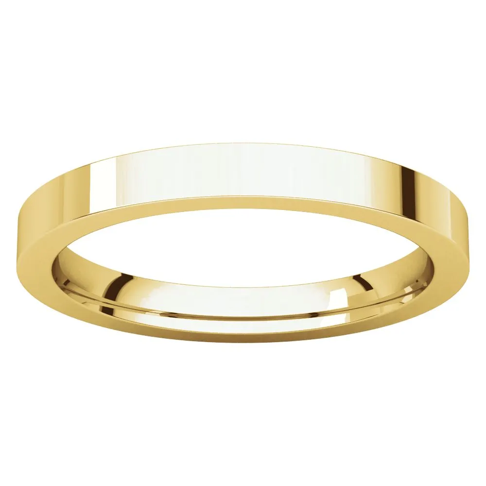 14k Yellow Gold 2.5mm Flat Comfort Fit Band, Size 7.5