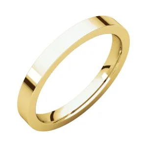 14k Yellow Gold 2.5mm Flat Comfort Fit Band, Size 7.5