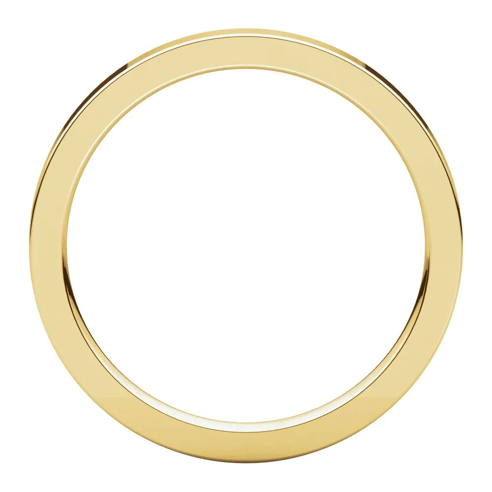 14k Yellow Gold 2mm Flat Comfort Fit Band, Size 9