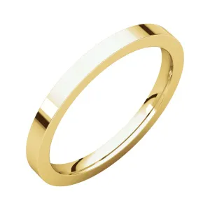 14k Yellow Gold 2mm Flat Comfort Fit Band, Size 9