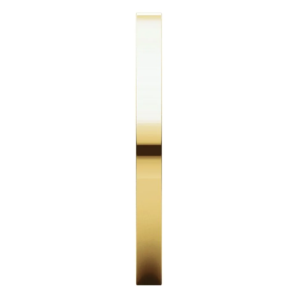 14k Yellow Gold 2mm Flat Comfort Fit Band, Size 9